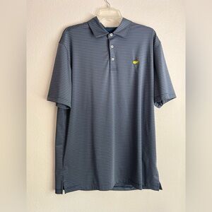 Masters Tech Men’s Blue/Gray Polo Shirt with Classic Stripes SZ L